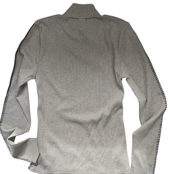 J. Crew Premium Rib Turtleneck Long Sleeve Whipstitch Trim Natural Beige S - Picture 7 of 8